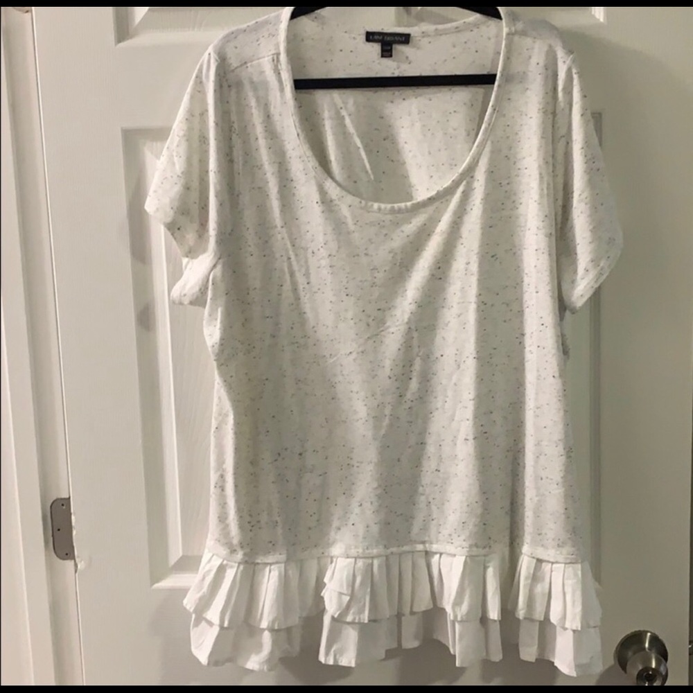 Lane Bryant Off-White Ruffle Bottom Top